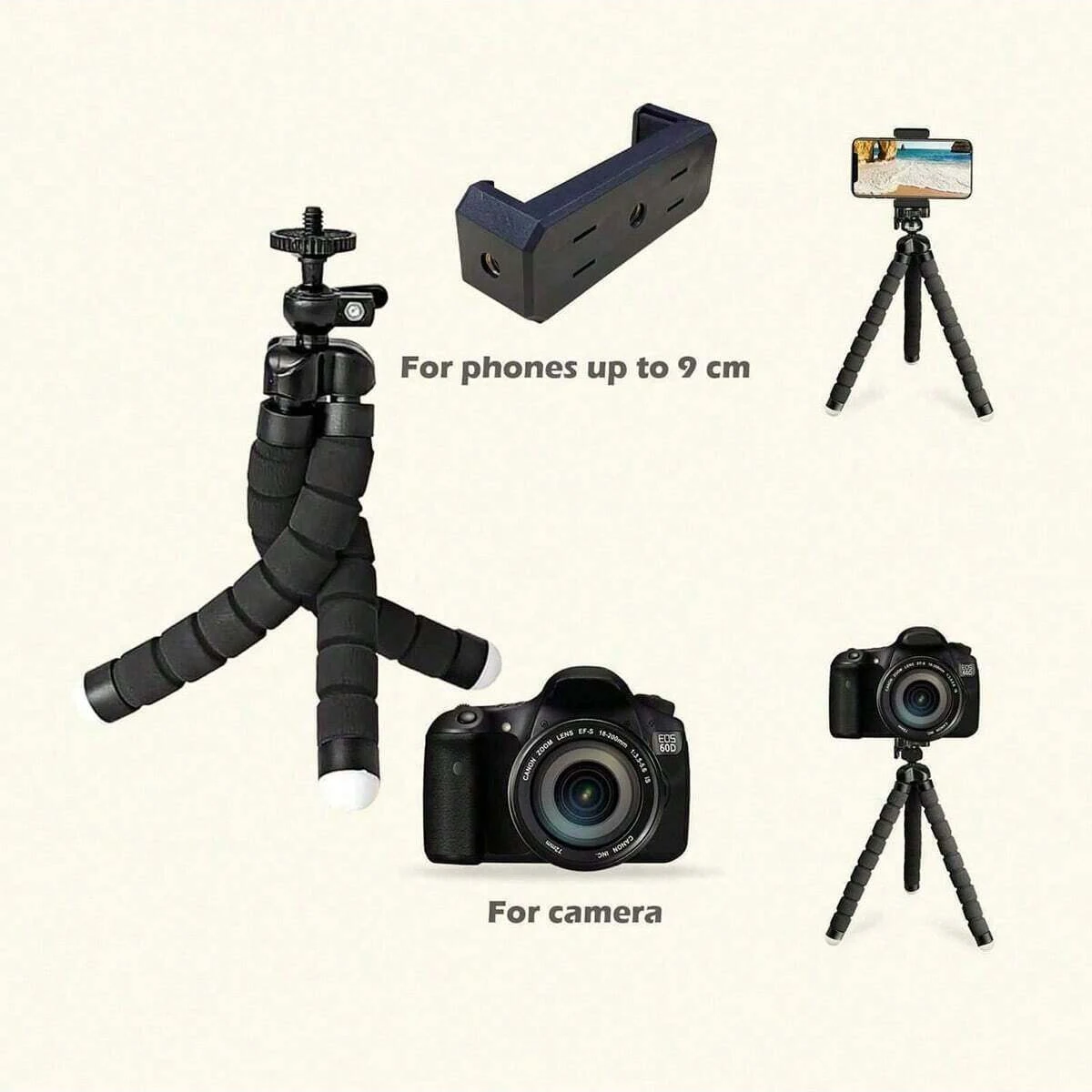 Soporte para teléfono con trípode portátil, multifuncional, plegable, altura ajustable, antideslizante, para transmisión en vivo, Selfie al aire libre, 1 ud.
