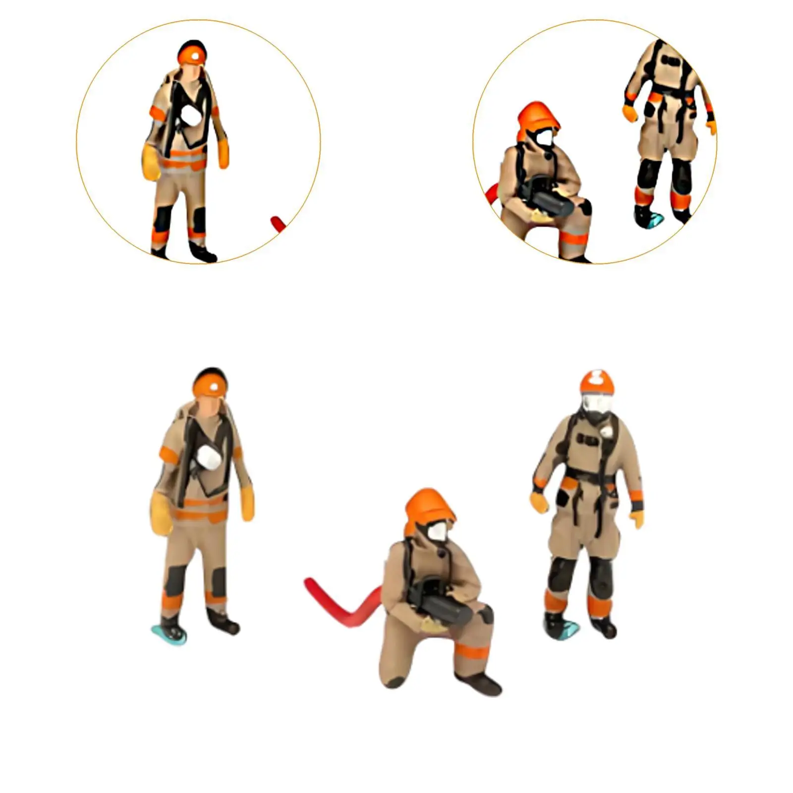 Miniature 1:64 Firefighter Figures Collection Diorama Action Figures Realistic for Scenery Landscape Diorama Decoration Layout