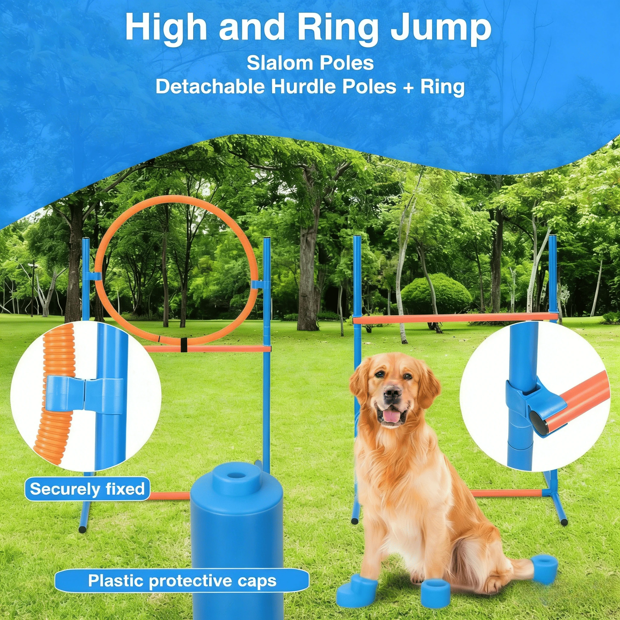 Set de agilidad para perros en jardín con obstáculos portátiles - imagen 4