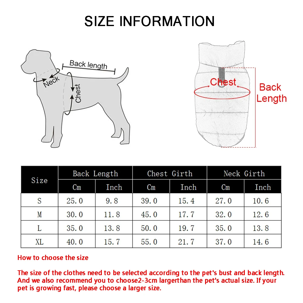 Vista frontal del abrigo mostrando el ajuste en un perro mediano