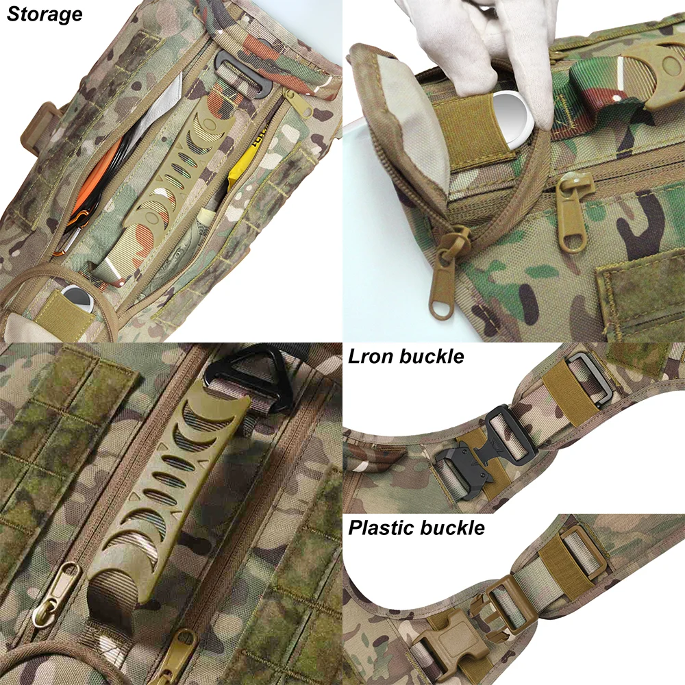 Arnés táctico para perros de estilo militar, chaleco de nailon sin extracción a prueba de escape con hebillas de liberación rápida, ajustable para perros de varios tamaños - imagen 3