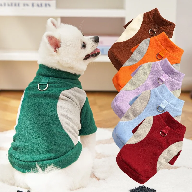 Sudadera de Color contratado para cachorros pequeños y medianos, camisa inferior de Chihuahua de otoño, monos para Gato, ropa de lana transpirable para perros
