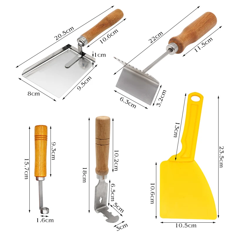 Limpiador de colmena de abejas, pala de miel, raspador para desmontar, marco de limpieza, cortador de panal, mango de madera, suministros de apicultura, herramientas de apicultor - imagen 2