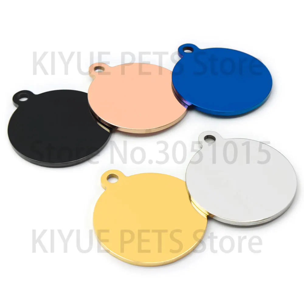 100 Uds etiqueta para mascotas perro identidad de Metal redonda plata etiqueta de acero inoxidable al aire libre antipérdida se puede grabar con láser - imagen 4