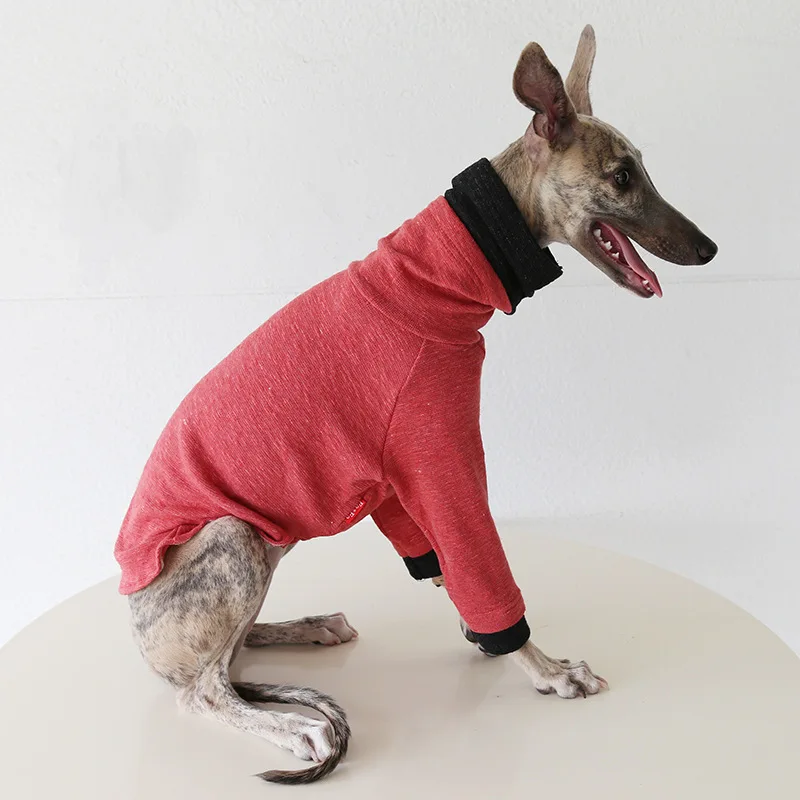 Camisa suave para perros, ropa para perros galgo de cuello alto, ropa cálida de algodón para invierno, ropa para perros de Navidad para mascotas en varios colores - imagen 2