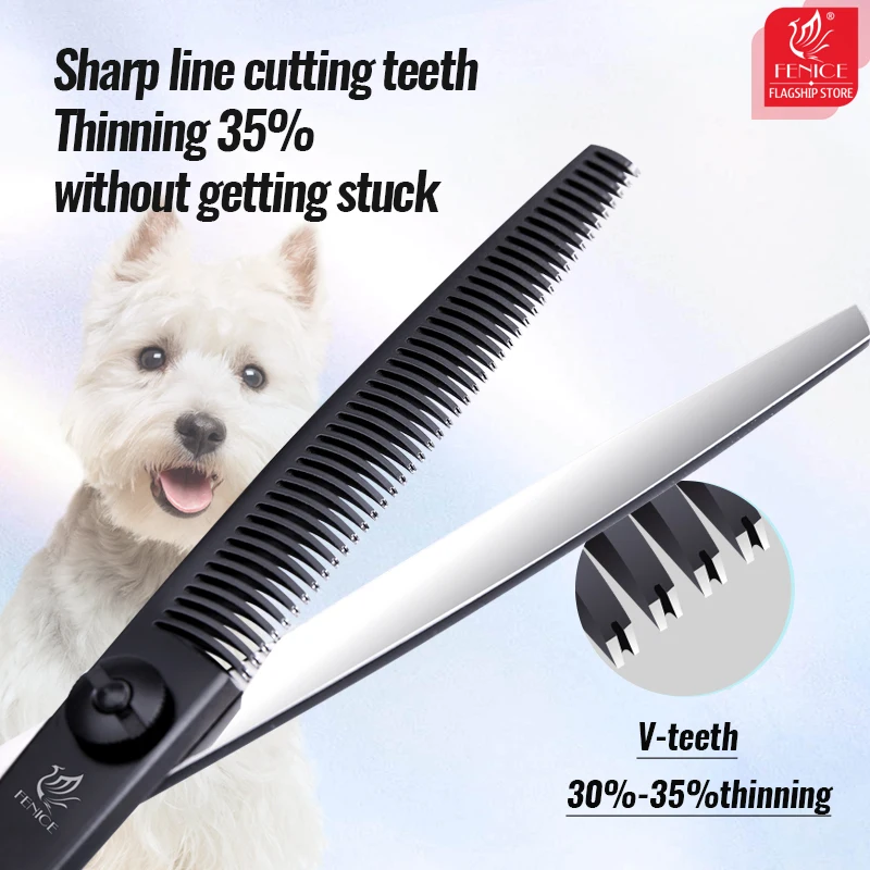 Fenice-tijeras profesionales de corte curvo de 7 pulgadas, hoja de tijeras de sierra con sierra para mascotas, tijeras de peluquería para perros, makas tijeras - imagen 3