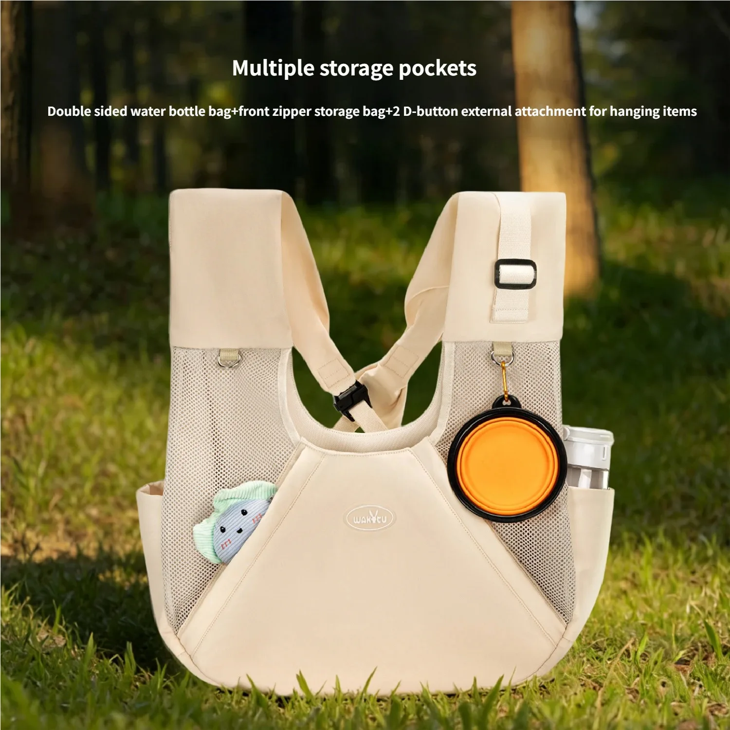 Transportín de pecho para perros pequeños y gatos – Malla transpirable - imagen 4