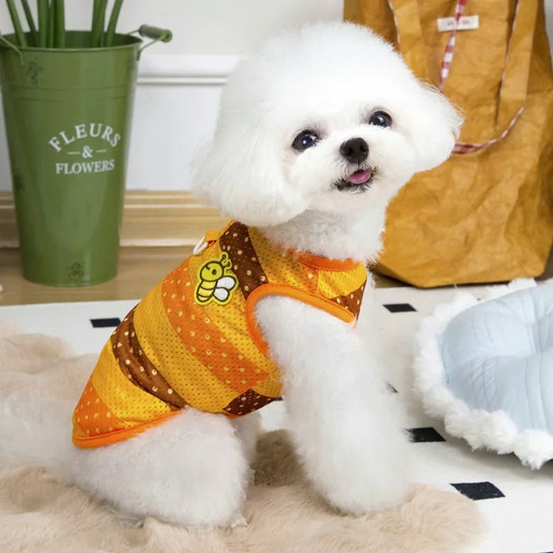 Ropa para perros, jersey amarillo y naranja de verano, ropa con capucha, chaleco para perros pequeños, Chihuahua, perro salchicha, sudadera, disfraz de camisa - imagen 5