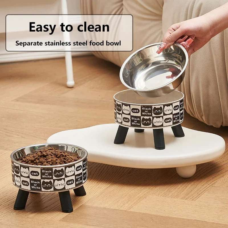 Cuencos altos para mascotas de acero inoxidable, diseño extraíble, para gato, cachorro, perro pequeño - imagen 5