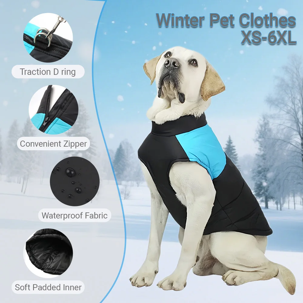 Chaqueta impermeable para mascotas, ropa cálida de invierno para perros pequeños y grandes, chaleco para gatos, abrigo para cachorros, monos de disfraces para Chihuahua Labrodor - imagen 3