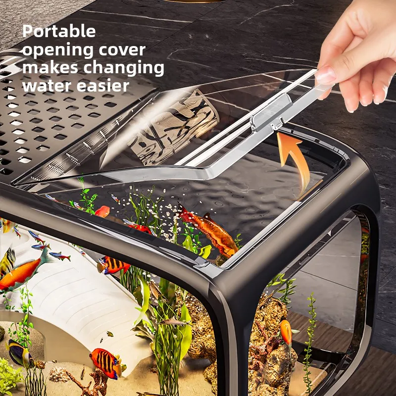 Acuario creativo, pecera, paisaje ecológico, conjunto de filtración integrada, máquina de generación de oxígeno, tanque de tortuga transparente - imagen 4