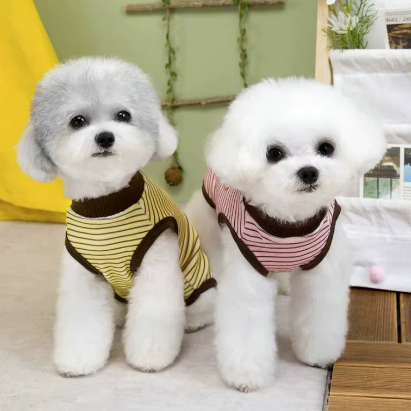 Mono de verano a rayas retro para gato y perro – Tejido suave - imagen 2