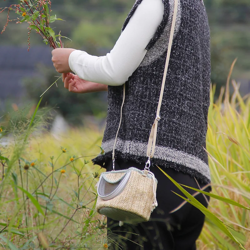 Suministros para mascotas, bolsa para hámster, mochila para salir, malla transpirable, bolsa para llevar fácil de animales pequeños - imagen 3