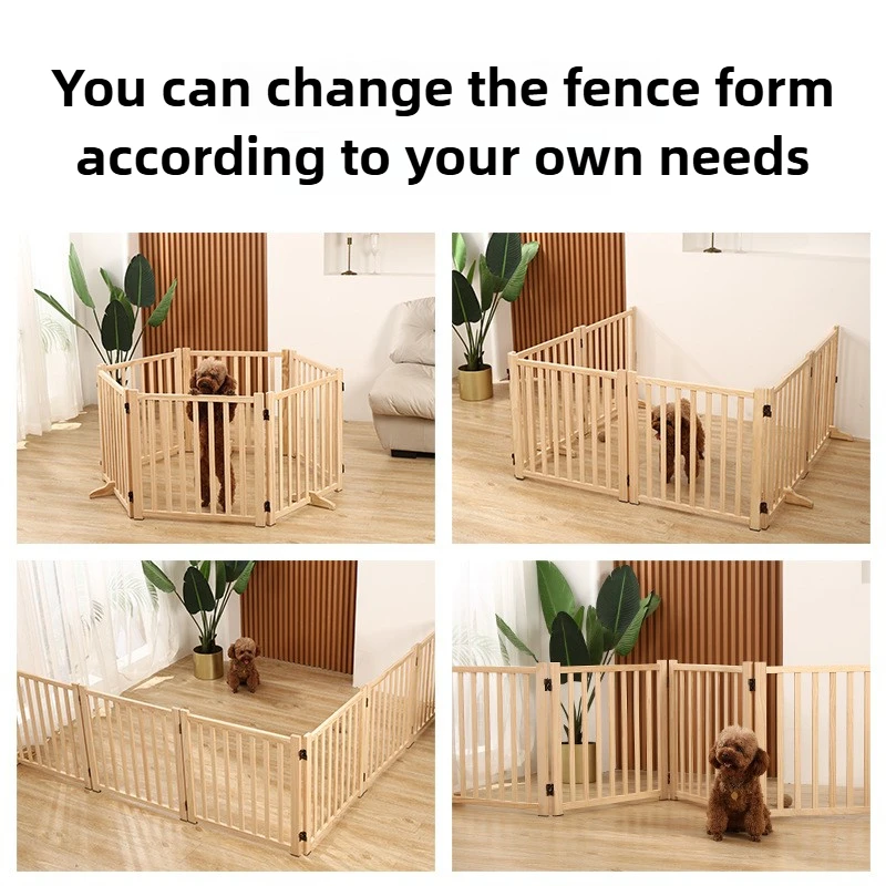 Cercas plegables de madera para perros, vallas para interiores para perros pequeños y medianos, aislamiento alto para gatos, recinto para cachorros domésticos, suministros para mascotas - imagen 3