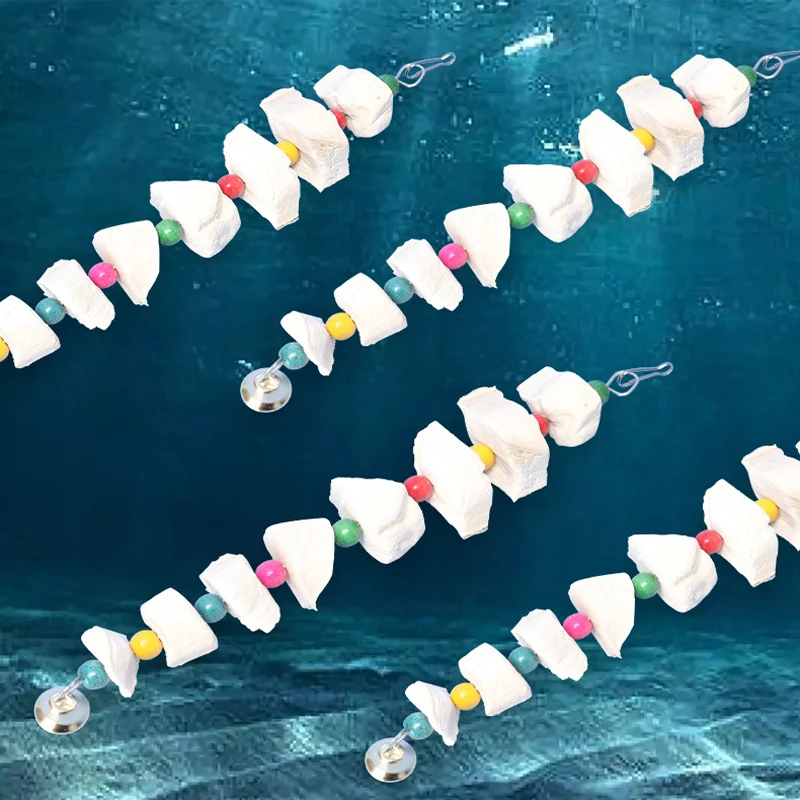 Juguete colgante de Color aleatorio para loros, entrenamiento de aves, huesos de sepia, suplementos de calcio, jaula para pájaros, perca, molares de hámster, juguetes para masticar - imagen 3