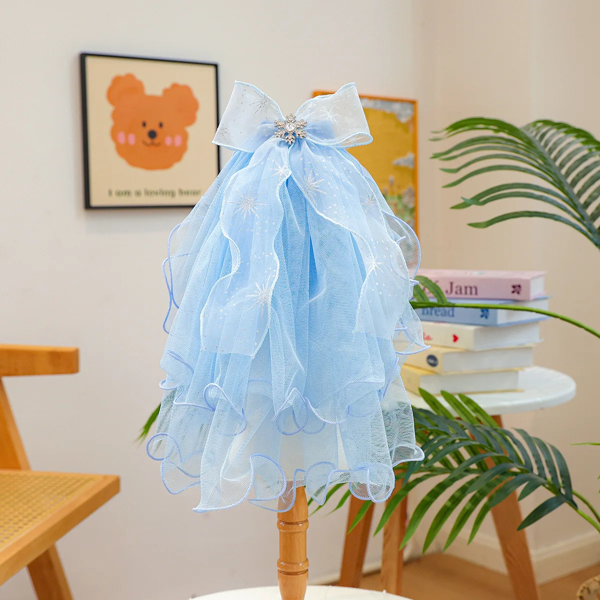 Velo de novia romántico de lujo para cachorros, tocado transpirable para mascotas para ceremonia y fiesta de boda, perros pequeños a medianos - imagen 5