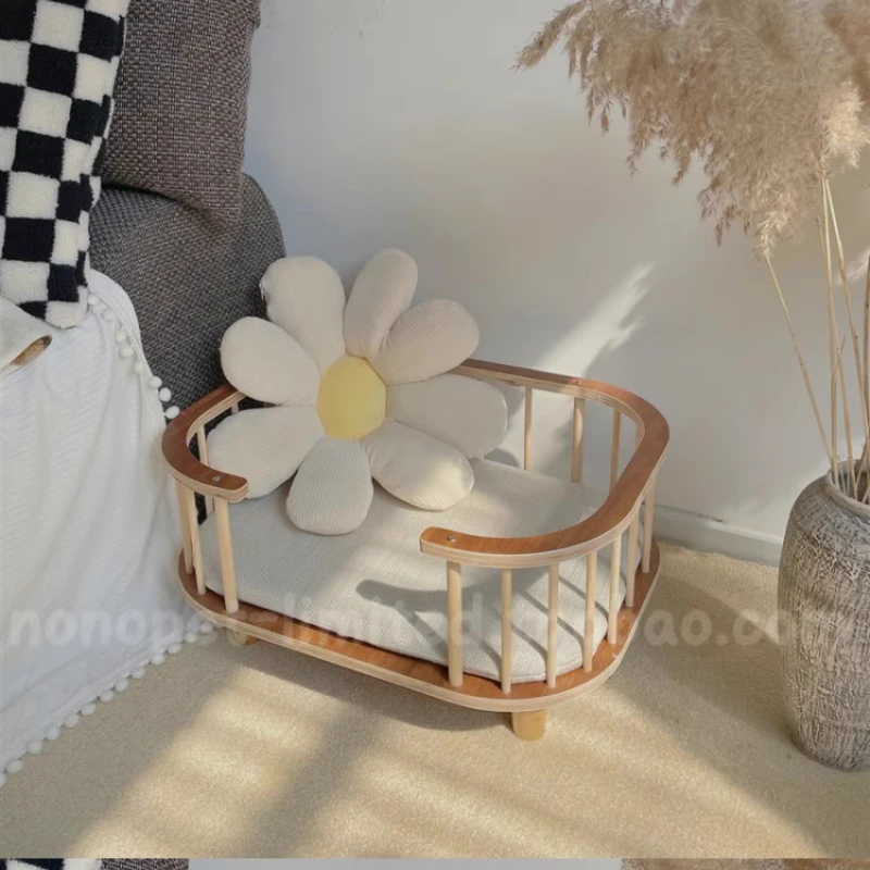 Camas creativas de madera maciza para mascotas, gatos, perros, para todas las estaciones, impermeables, a prueba de moho, colchón de pie, muebles para mascotas, productos - imagen 5