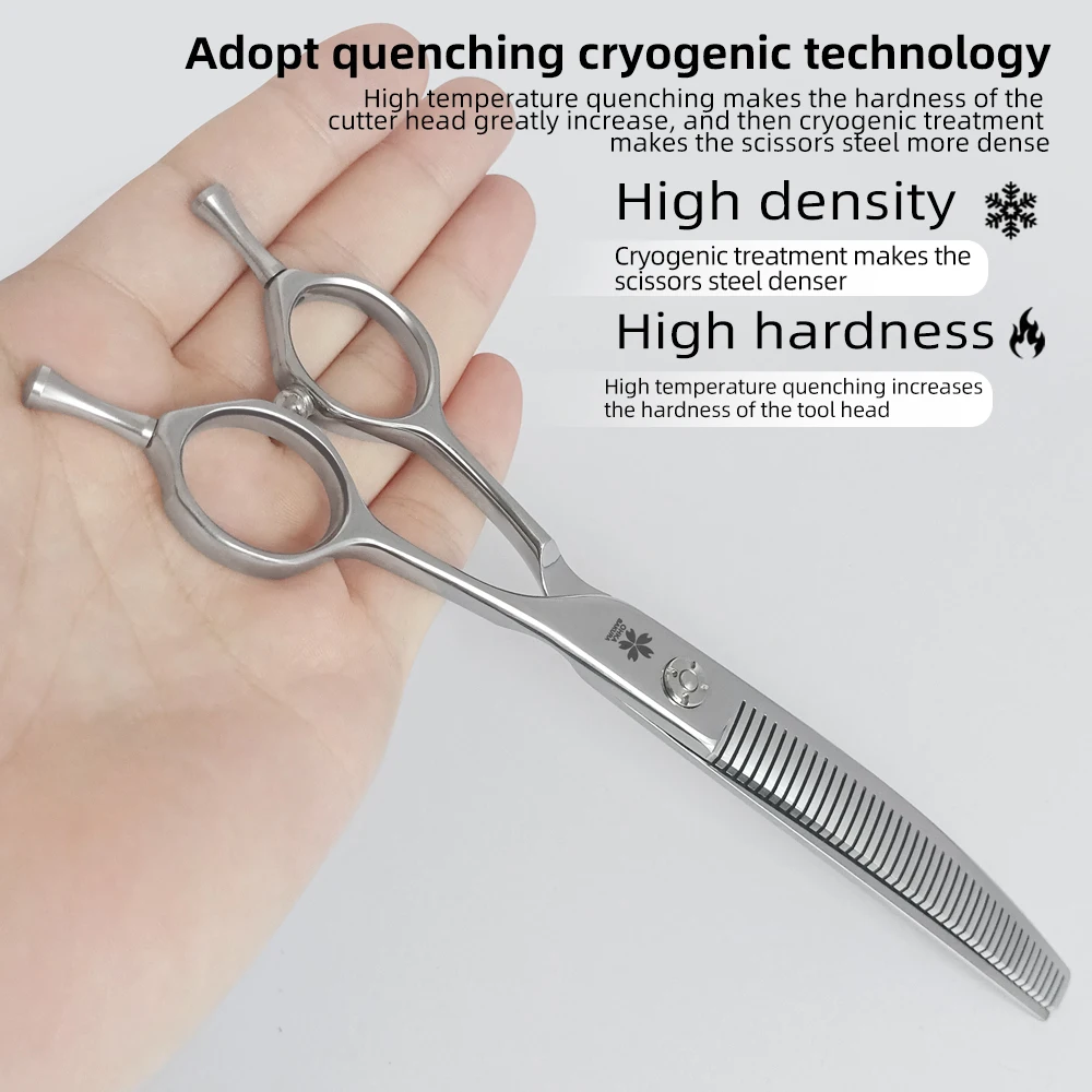 Pet bending pengpeng scissors Japanese VG10 steel 7.25 inch 7.5 inch pet groomer Ergonomic handle Hair removal rate of 50% - imagen 5