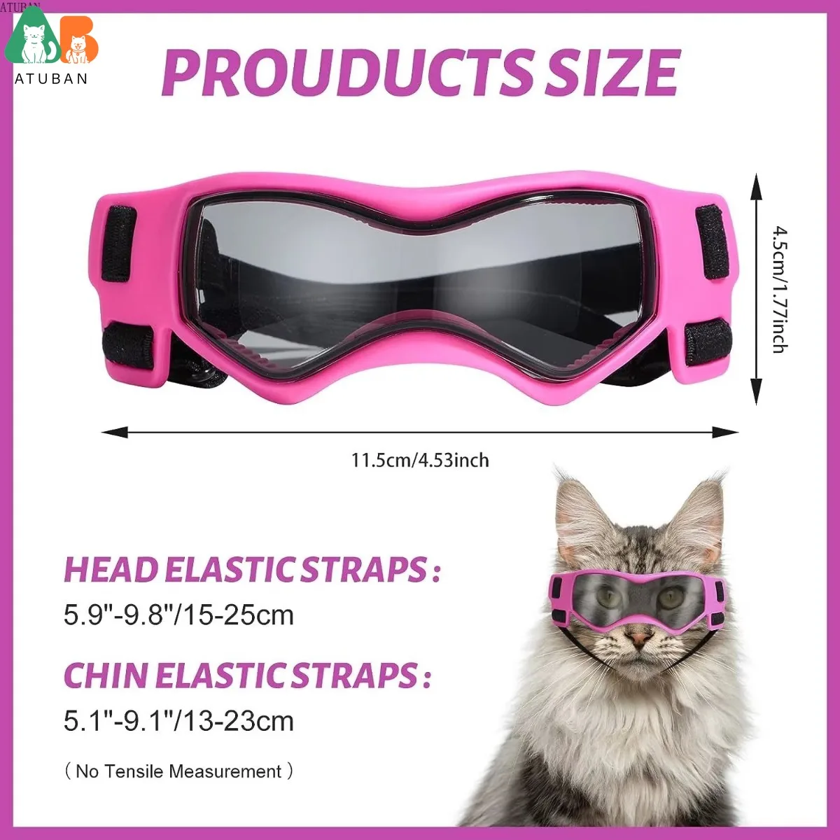 ATUBAN Gafas de sol para gatos, gafas para perros pequeños, cómodas, suaves, fáciles de usar, ajustables, gafas de sol con protección UV para mascotas pequeñas para gatos y gatitos - imagen 4