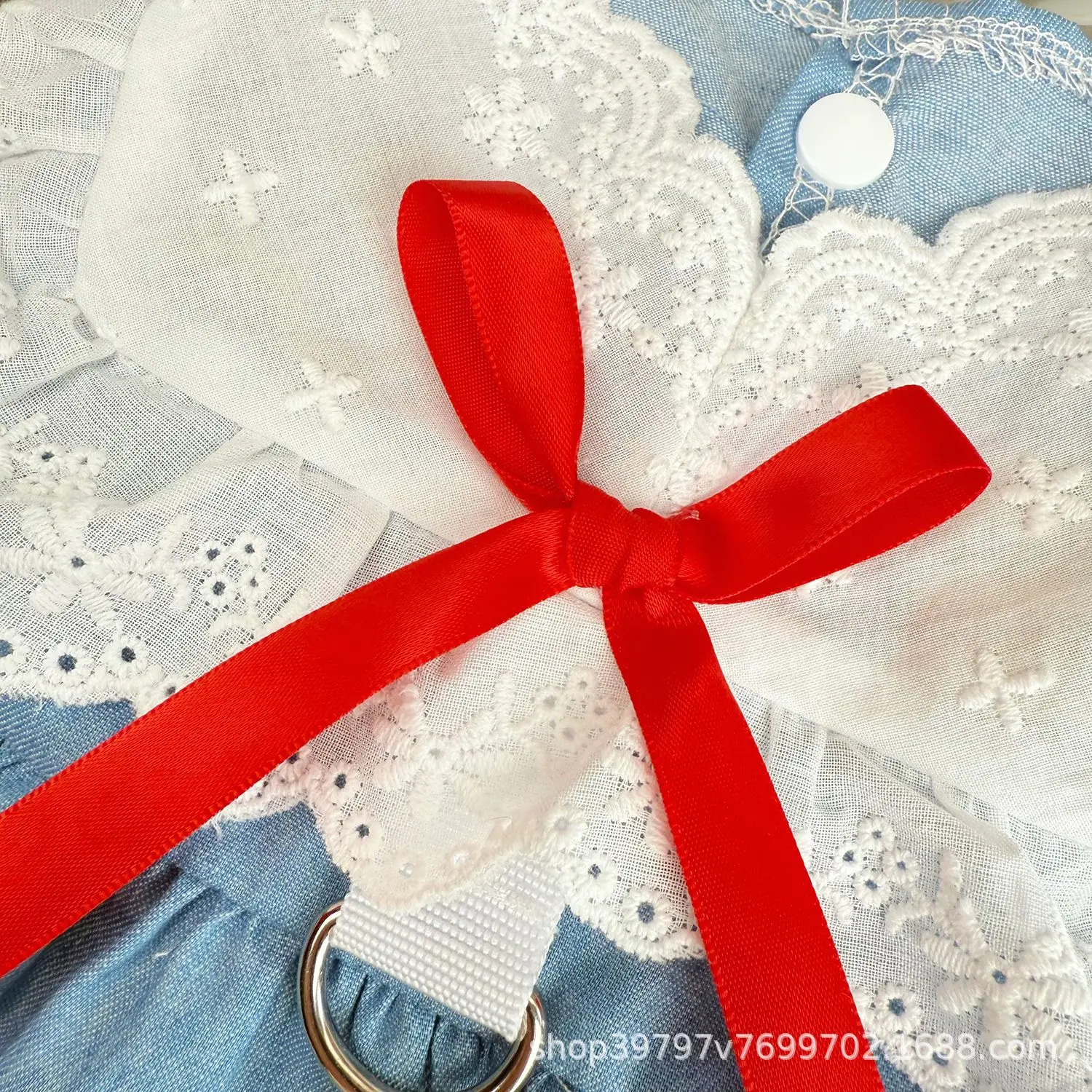 Ropa de primavera para mascotas, vestido de princesa vaquero de encaje, vestidos para perros pequeños y cachorros - imagen 4