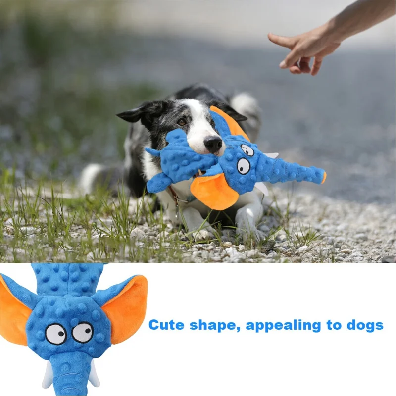Juguetes de peluche para perros crudos, concha de elefante chirriante, juguete duradero para masticar, juguete interactivo con sonido indestructible para perros pequeños y grandes