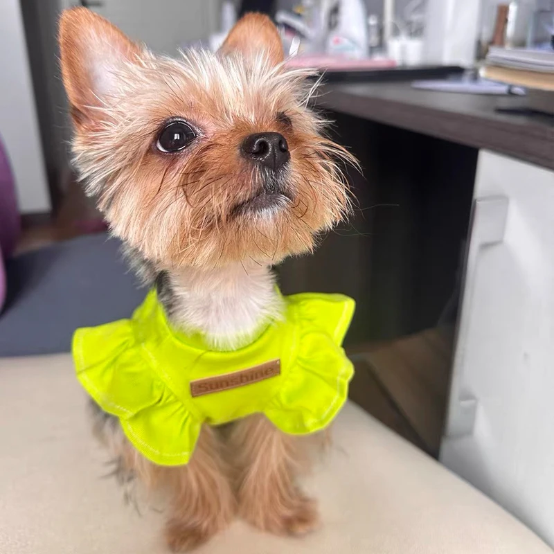 Ropa para perros pequeños de primavera y verano para Schnauzer Teddy YorkShire, disfraz sin mangas para perros, Jersey suave, traje para cachorros