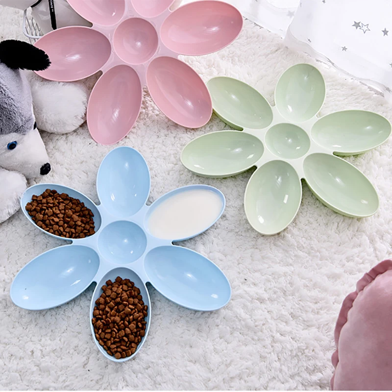 Cuenco para mascotas en forma de flor con 6 cuencos conectados para perros pequeños y gatos, plato de agua, cuencos de alimentación para cachorros, comedero lento para comer - imagen 2