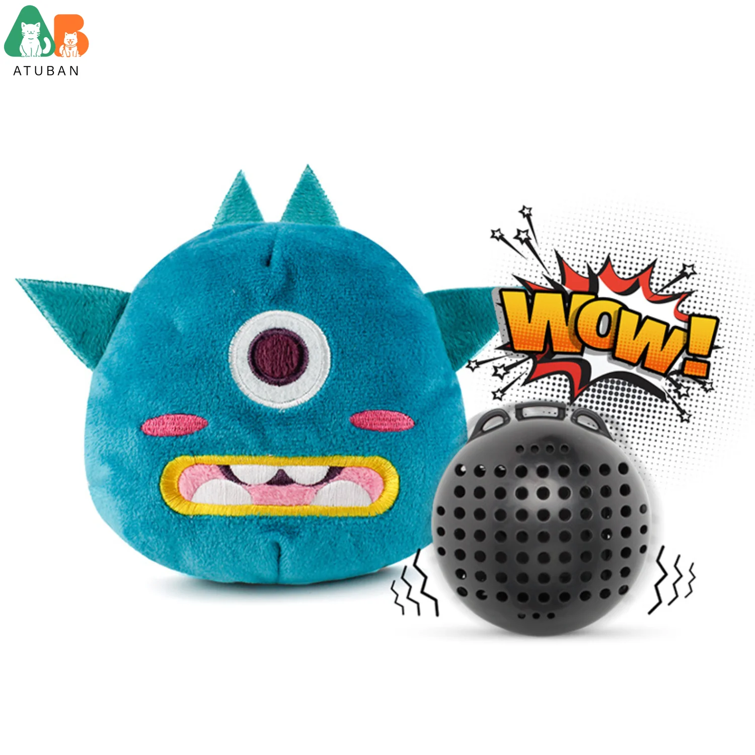 ATUBAN Giggle juguete de peluche para perros juguetes interactivos para perros juguete chirriante para mascotas con pelota de activación para saltar para perros que juegan - imagen 4