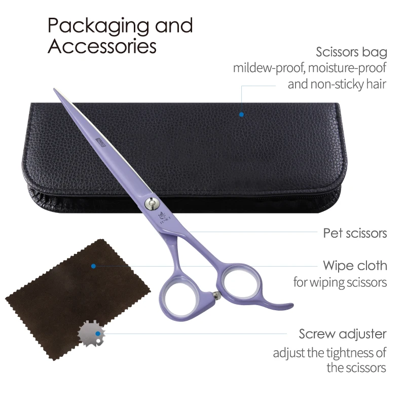 Fenice-Tijeras de corte profesional para mascotas, tijeras rectas coloridas de 7,0 pulgadas para el cuidado de perros, Jp440c - imagen 5