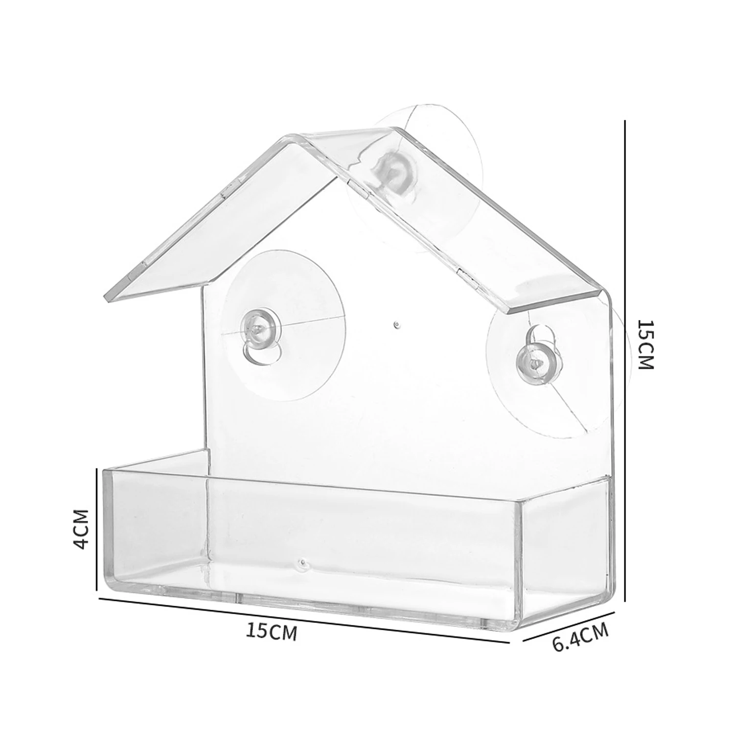 Casa con ventana transparente, comedero para pájaros salvajes, ventosas extraíbles para exteriores, bandeja de alimentación automática deslizante para pájaros para jardín, Patio - imagen 2