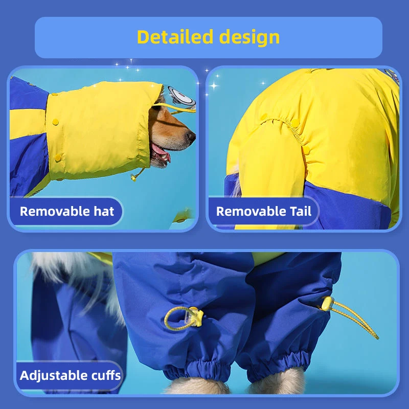 Chubasquero impermeable con estampado para perros medianos y grandes, ropa para mascotas con todo incluido, abrigo de cuatro patas - imagen 4