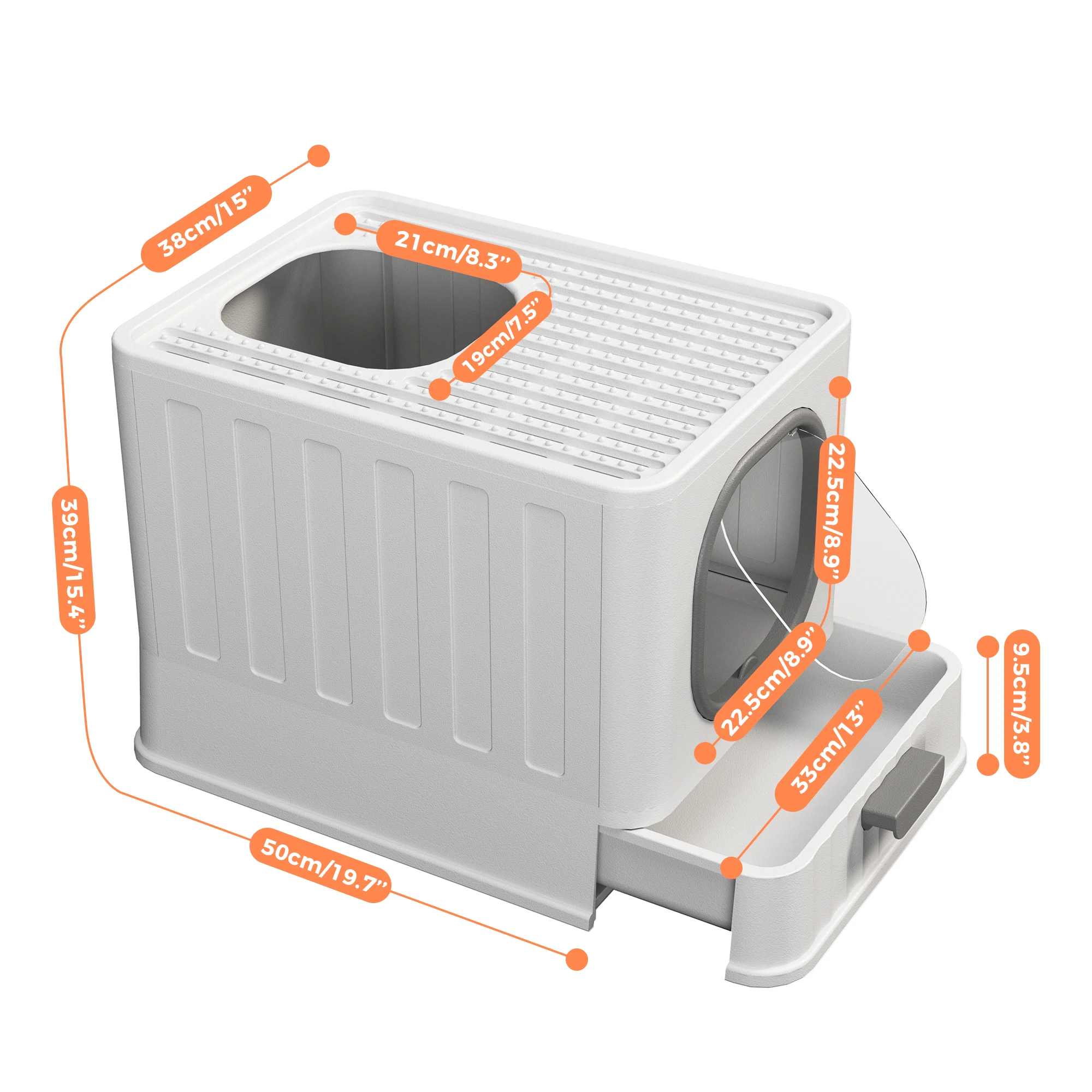 Caja de arena para gatos de gran tamaño con tablero para rascar, suministros para mascotas, inodoro para gatos estilo cajón cerrado - imagen 4
