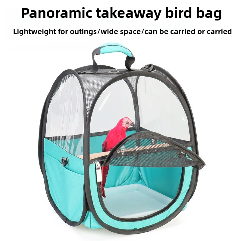 Bolsa transportadora de pájaros plegable para exteriores, bolsas transportadoras de pájaros portátiles de viaje de precios bajos, transparente, transpirable para llevar loros