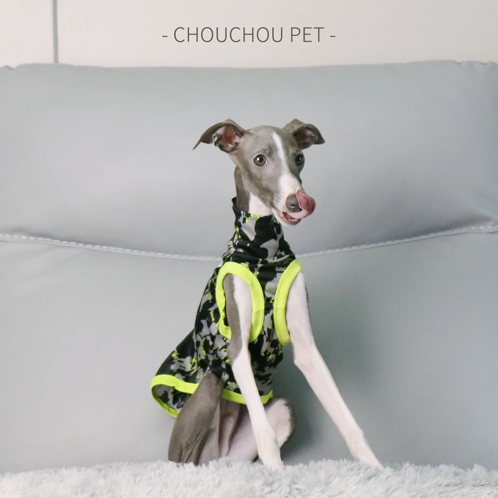 Chaleco italiano Greyhound Whippet de verano con bloques de colores, protector solar transpirable, ropa ligera para mascotas - imagen 4