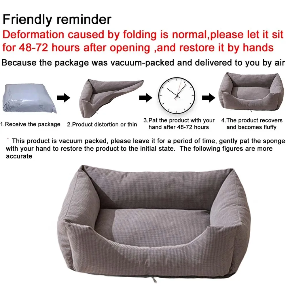 Colchón grueso de invierno para mascotas, nido de pana cálido para gatos, cama para perros con funda, cojín para dormir para cachorros pequeños, gatitos, Cuscino