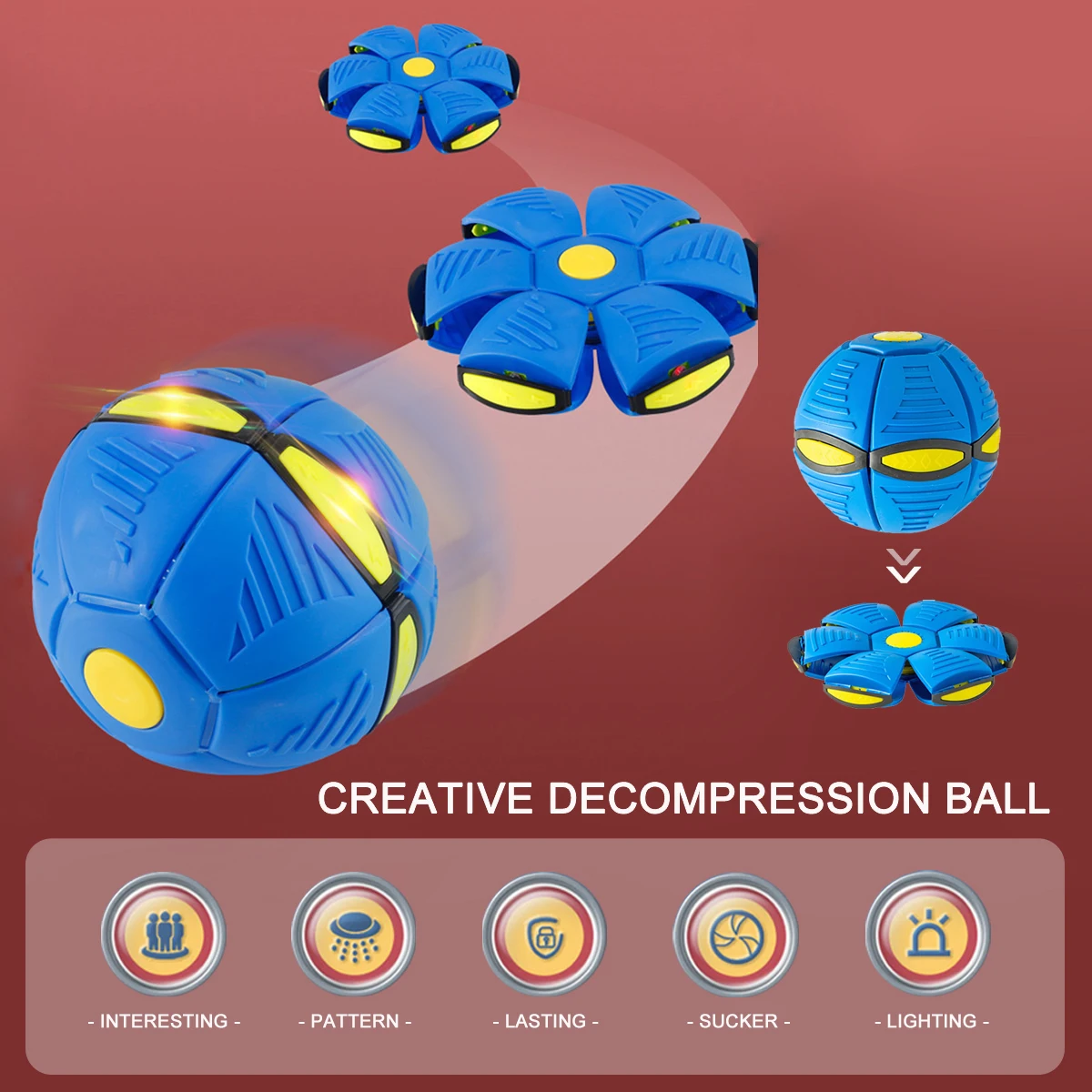 Juguete de platillo volador para perros, pelota mágica con luces, Bola de descompresión creativa, juguete para mascotas, platillo de entrenamiento para perros al aire libre - imagen 2