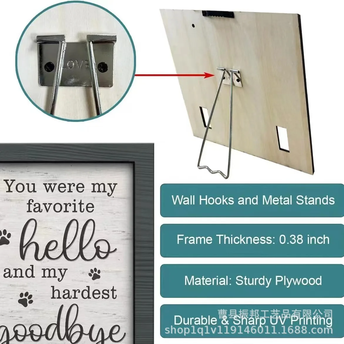Marco de fotos en madera para perro – Decoración de escritorio - imagen 3