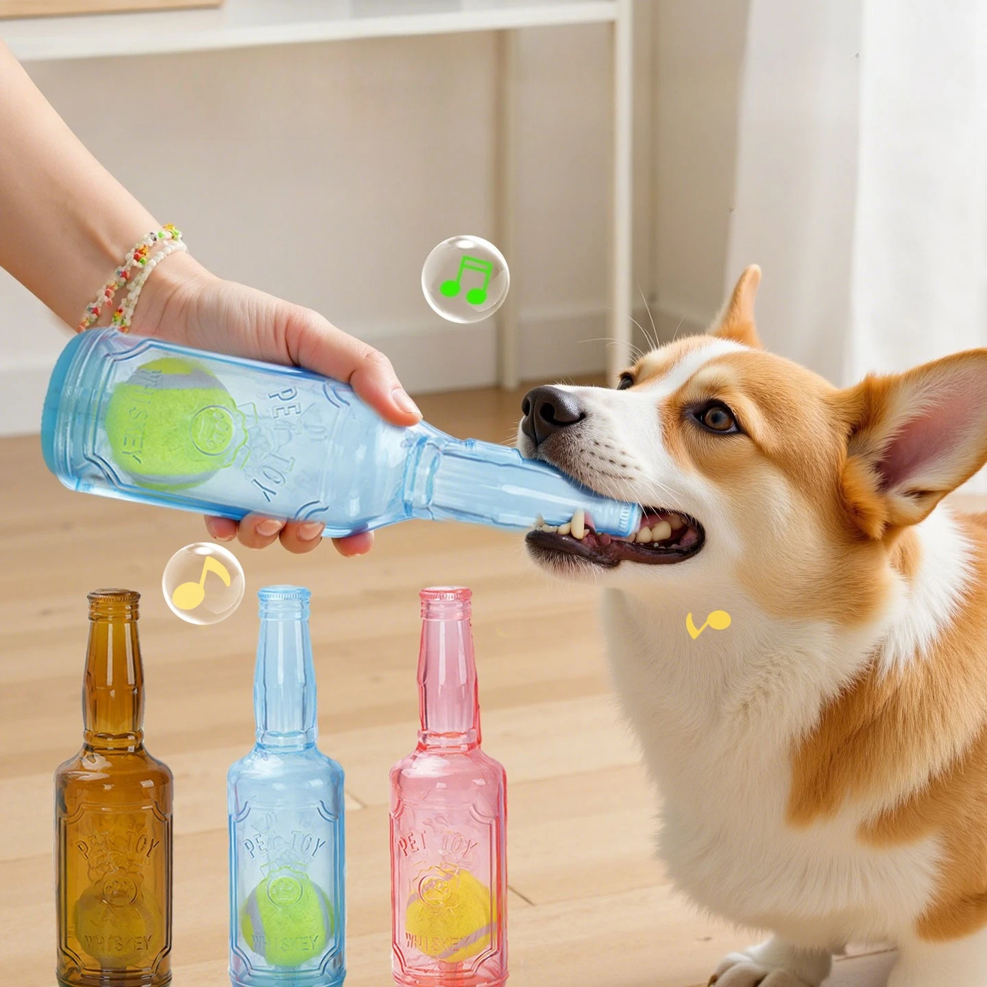 Juguete masticable perros botella cerveza con pelota tenis resistente - imagen 5