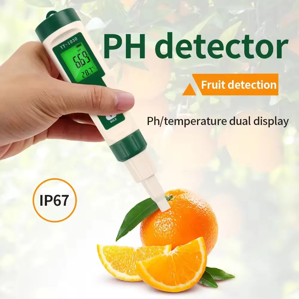 Digital LCD Food PH Meter Portable Dough PH Tester Temp Acidity Tester with Backlight for Cosmetic Food Cheese Meat Fruit