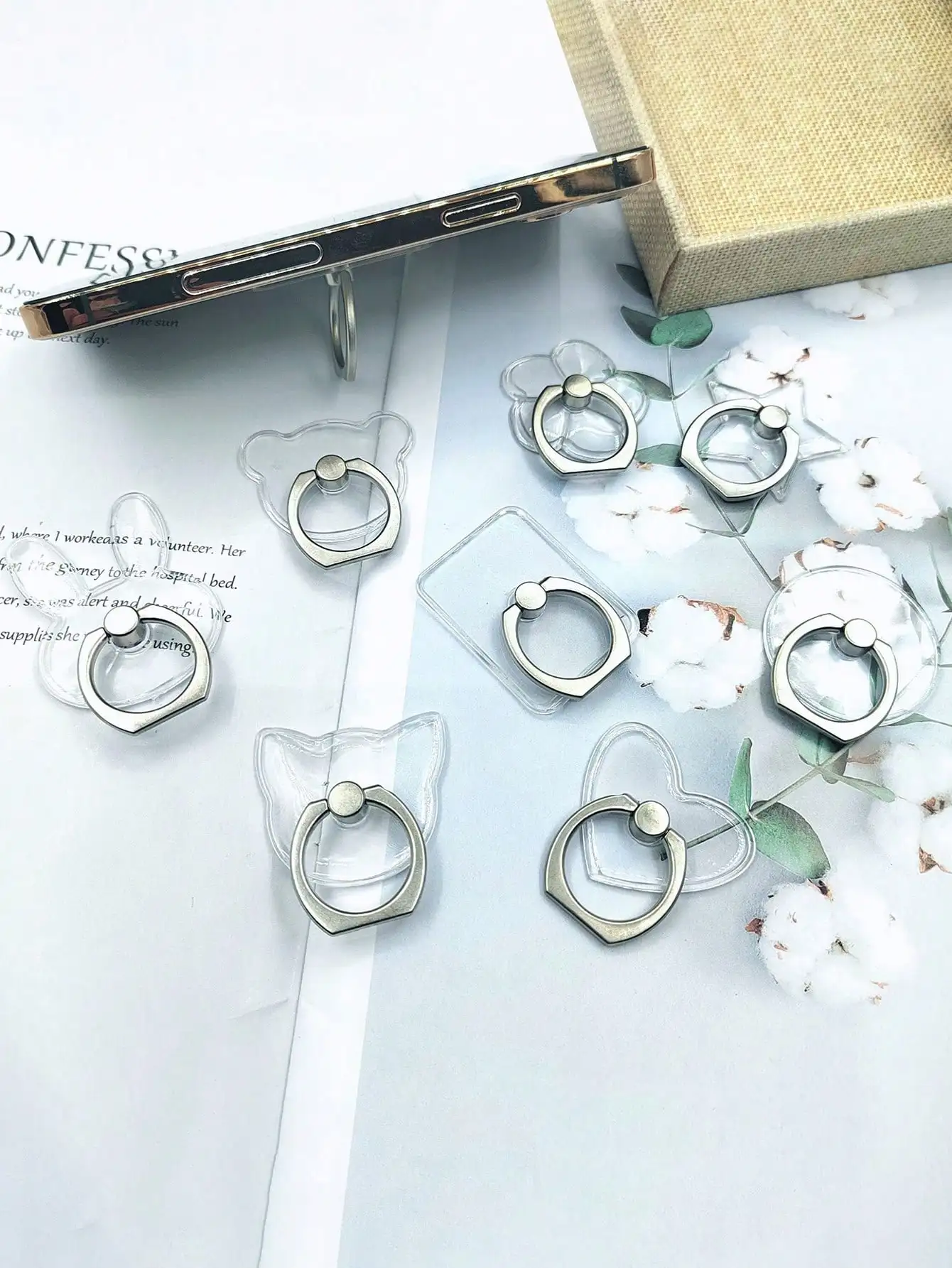 Soporte de anillo para teléfono transparente con forma aleatoria, cristal acrílico, creativo, para teléfonos inteligentes, 2 uds. - imagen 4