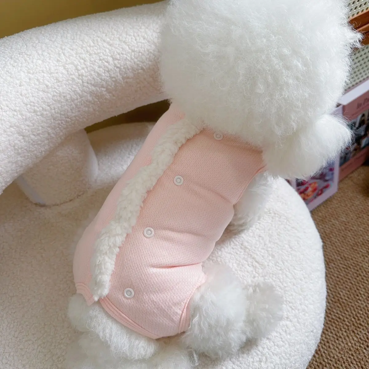 Mono con cuello de piel para perro, ropa cálida y bonita para mascota, osito de peluche pequeño, ropa de Yorkshire, pantalones de cuatro patas todo incluido, otoño e invierno - imagen 2