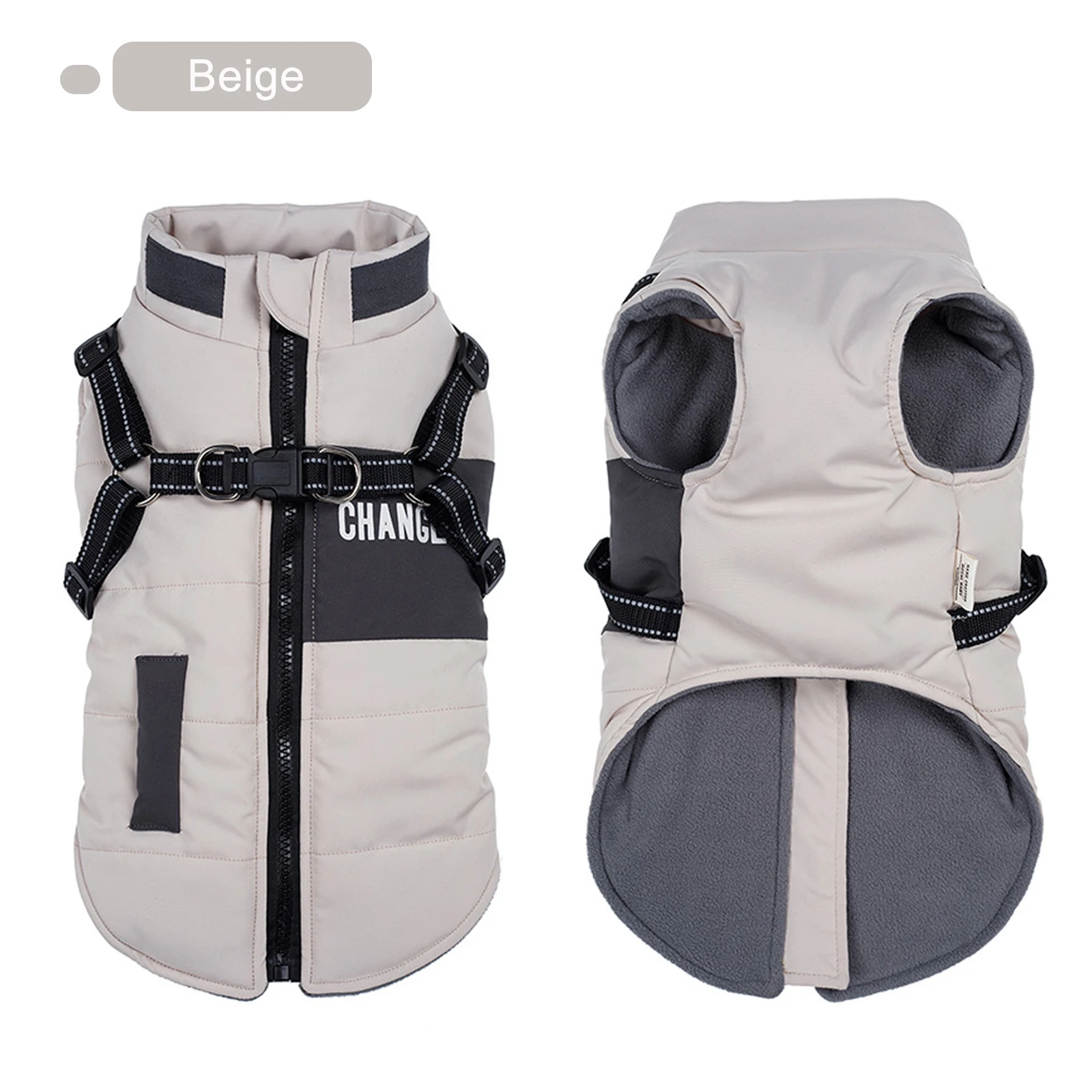 Ropa de invierno para perro, chaqueta cálida con arnés, impermeable, abrigo para cachorro de Bulldog Francés, Labrador, Chihuahua, trajes para perros pequeños y medianos - imagen 5