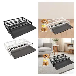 Caja de arena para perros, bandeja para orinal con soporte, estera absorbente, rejilla elevada, cajón extraíble