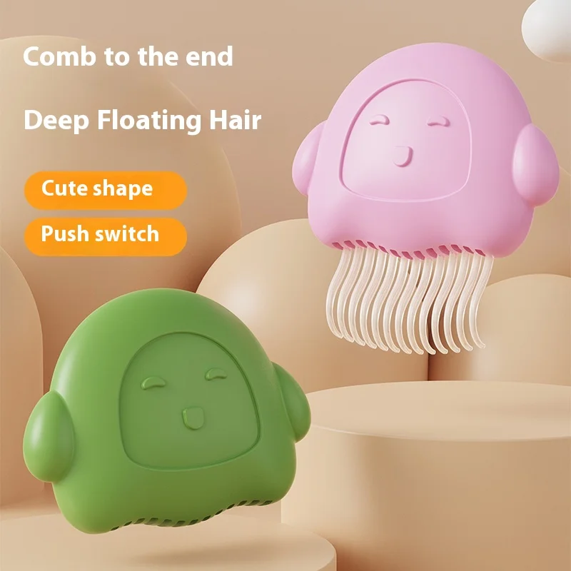 3 uds cepillo para gatos limpieza profunda masaje cepillo para gatos peine con botón de empuje portátil cepillo suave para mascotas pelo cómodo peine para el cuidado de gatos