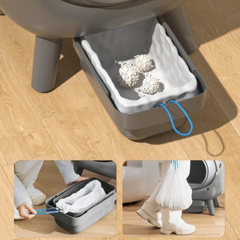 Caja de arena inteligente para gatos, cajas de arena automáticas para mascotas, limpieza de gatos de gran tamaño, caja de arena antisalpicaduras, suministros de productos para el baño para mascotas - imagen 5