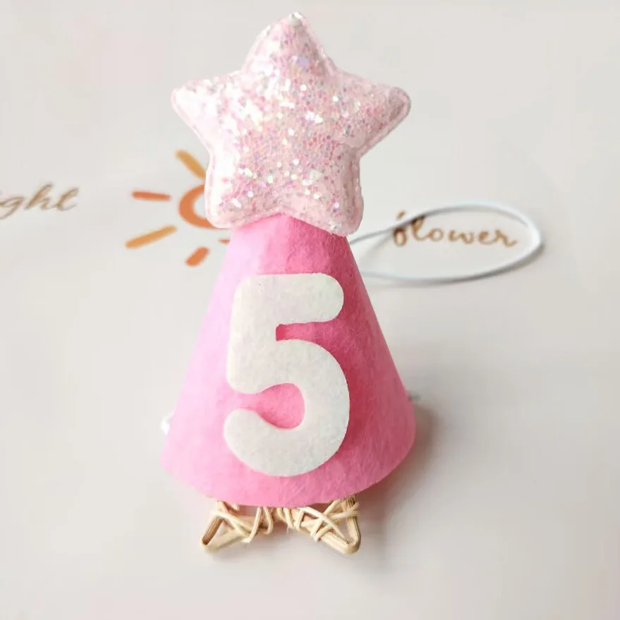 Sombrero de cumpleaños para mascotas, bonito sombrero para mascotas con estrella de cinco puntas, traje de vacaciones para gatos, sombrero de cumpleaños, pegatina de número, accesorios para perros pequeños - imagen 4
