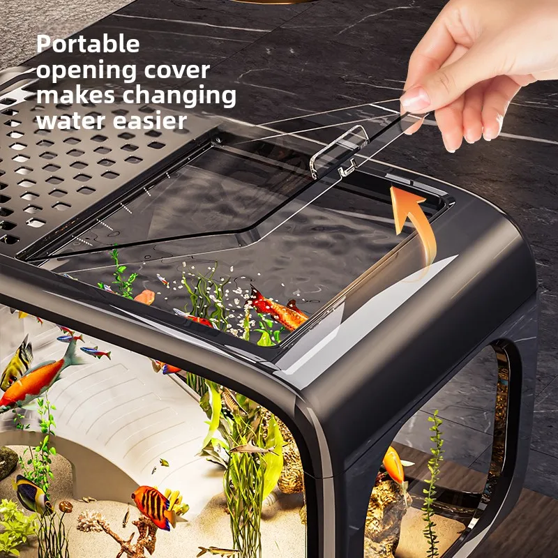 Hogar, sala de estar, pecera ornamental, filtración de paisaje ecológico, acuarios de generación de oxígeno, tanque de alimentación multifuncional - imagen 2