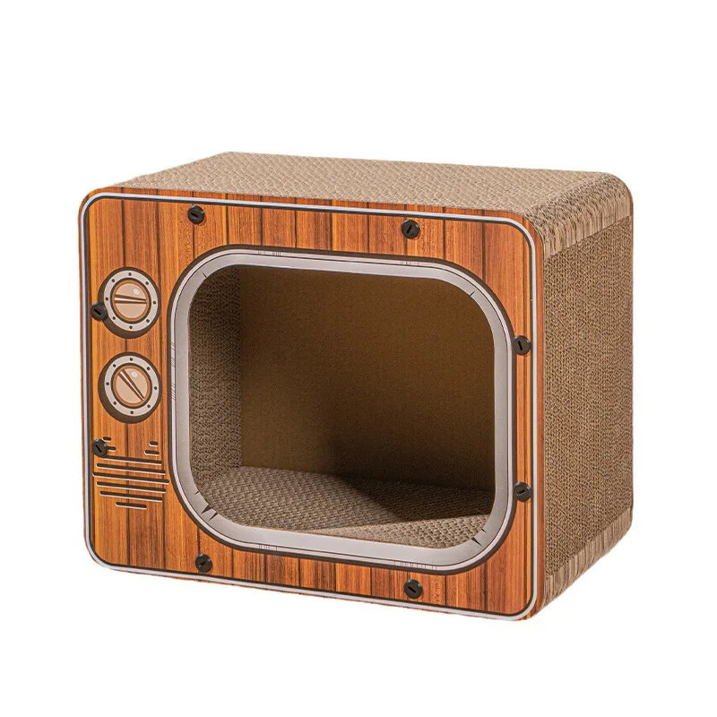Rascador retráctil para gatos con forma de televisor y papel corrugado - imagen 4