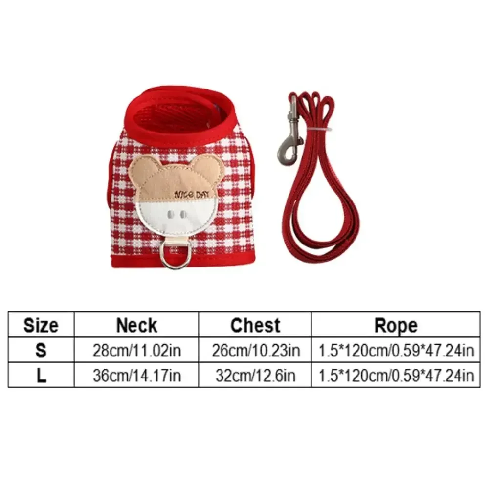 Correa para el pecho y la espalda de oso de peluche de malla, cuerda plana para el pecho y la espalda del perro, chaleco de cuerda para caminar, correa para el hombro para perro que camina - imagen 5