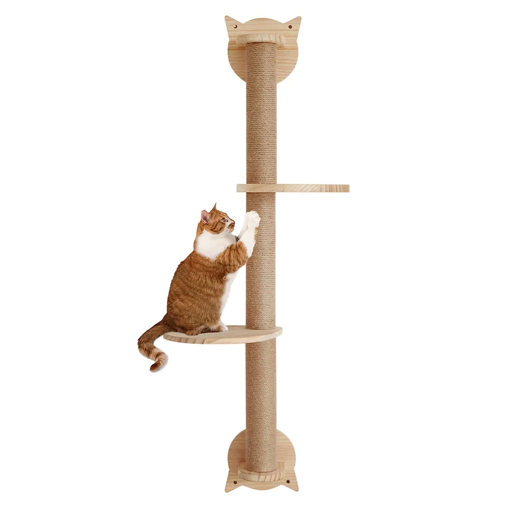Postes rascadores para gatos con 2 perchas, plataformas, estantes de escalada montados en la pared, rascador de Sisal para gatos, torre de árbol, accesorios para mascotas - imagen 5